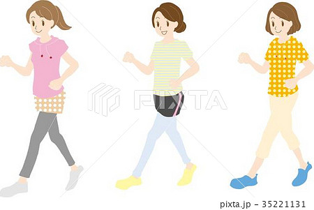 ジョギングする女性たちのイラスト素材