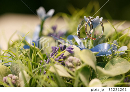 緑のリングピロー 結婚指輪 緑のリングピロー 結婚指輪 35221261