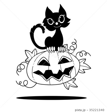 Illustration of Halloween kitten and pumpkin Illustration of Halloween kitten and pumpkin 35221340