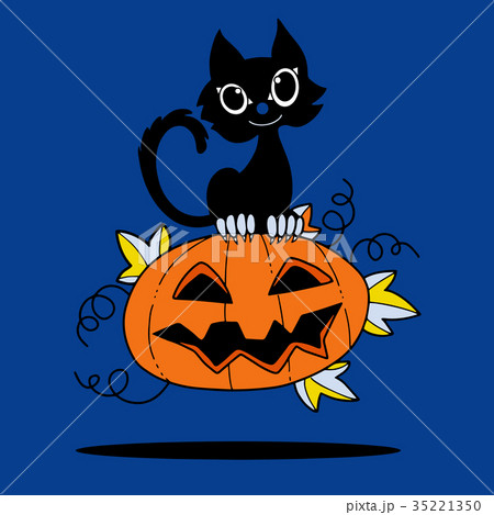 Illustration of Halloween kitten and pumpkin Illustration of Halloween kitten and pumpkin 35221350