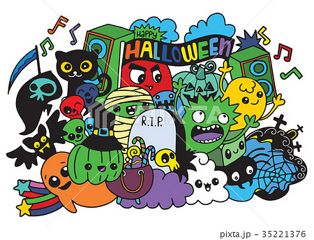 Vector illustration of Monsters and cute ghost  35221376