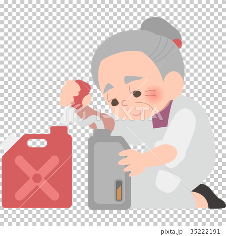 灯油を給油するおばあさん 35222191