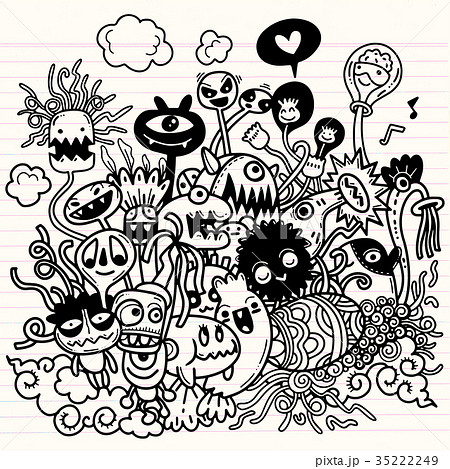 Vector illustration of Cute hand-drawn Halloween 35222249
