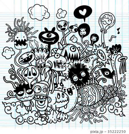 Vector illustration of Cute hand-drawn Halloween 35222250