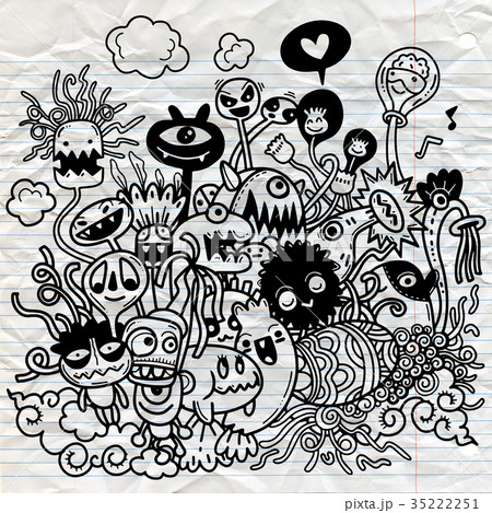 Vector illustration of Cute hand-drawn Halloween 35222251