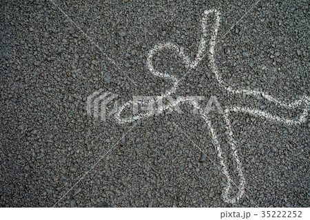 White outline of human body on the Road 35222252