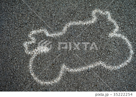 White outline of motorcycle on the Road 35222254