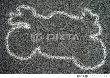 White outline of motorcycle on the Road 35222255