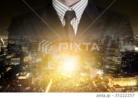 Business manDouble exposure landscape city 35222257
