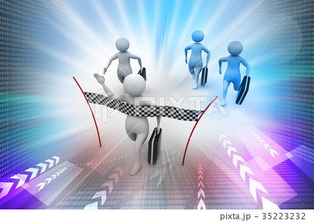 Business man reaching the finishing line 35223232