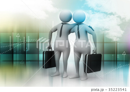 Two business people with briefcase 35223541