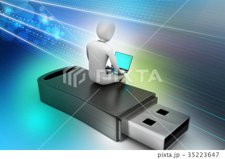 3d man and laptop sitting usb 3d man and laptop sitting usb 35223647