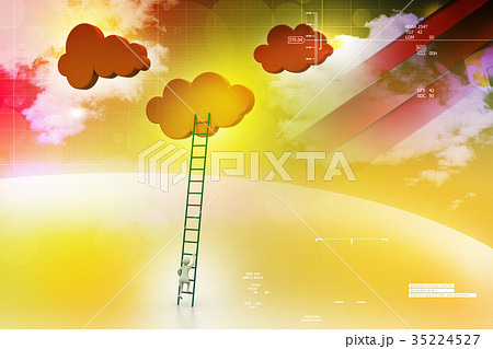 a competition concept, clouds with ladders 35224527