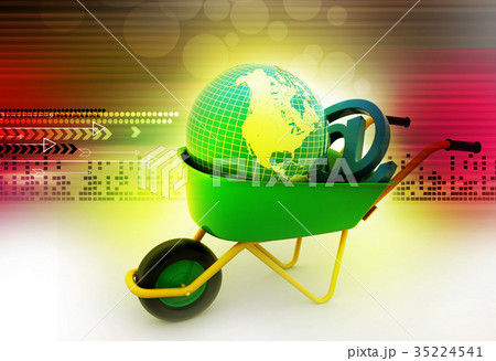 Wheelbarrow carrying earth and email sign Wheelbarrow carrying earth and email sign 35224541
