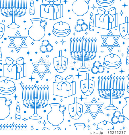 Happy Hanukkah celebration seamless pattern with 35225237
