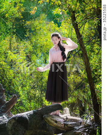 Beautiful girl in style of boho on outdoors. Beautiful girl in style of boho on outdoors. 35225588