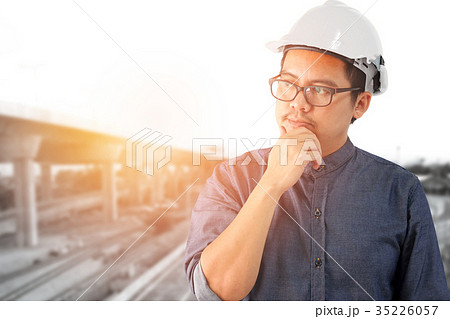 Asian man engineers are thinking of something 35226057