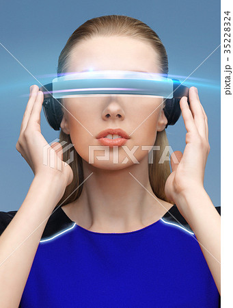 beautiful woman in virtual reality 3d glasses 35228324