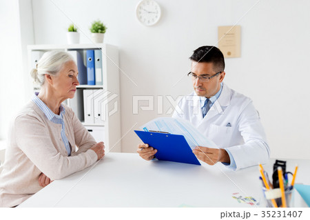 senior woman and doctor meeting at hospital senior woman and doctor meeting at hospital 35231407