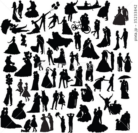 Set Of Wedding Silhouettesのイラスト素材