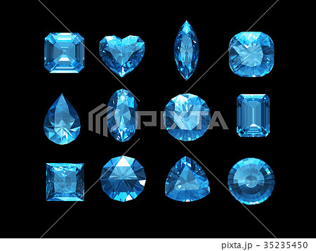 Group of  aquamarine shape with clipping path 35235450