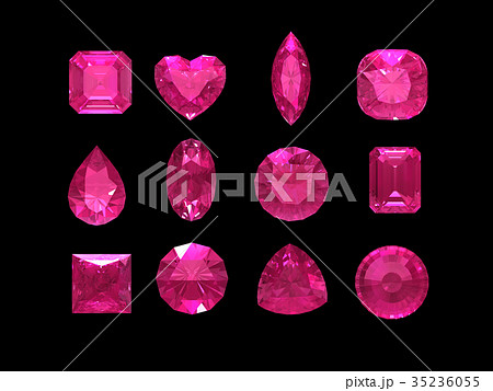 Group of pink tourmaline shape with clipping path 35236055