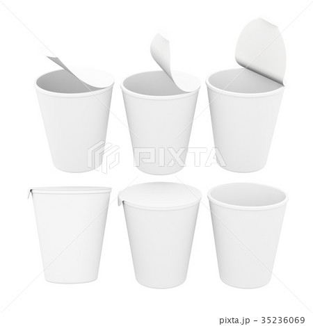 White blank label food cup with foil lid White blank label food cup with foil lid 35236069