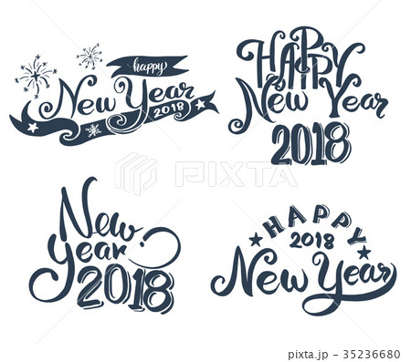 Happy New Year 2018 Hand Letteringのイラスト素材 35236680 Pixta