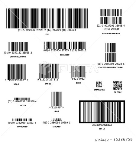 Set of different barcodes isolated on white 35236759