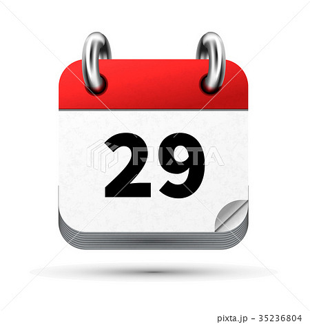 Bright realistic icon of calendar with 29th date 35236804