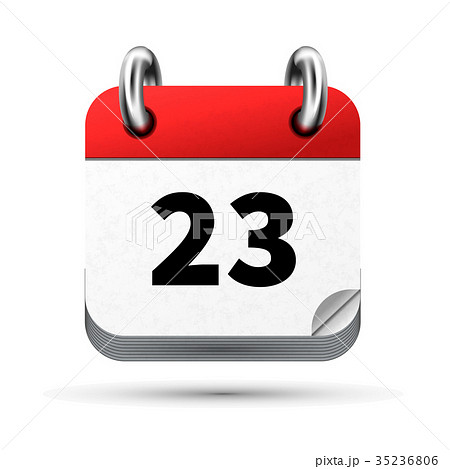 Bright realistic icon of calendar with 23th date 35236806