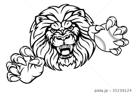 Lion Baseball Ball Sports Mascot 35239124