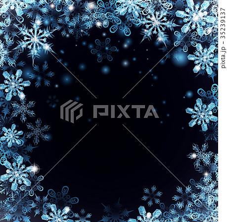 Blue Christmas Snowflakes Background 35239137