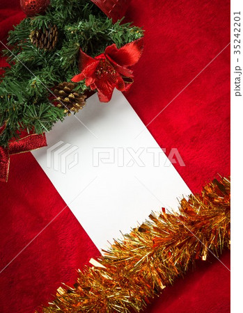 Christmas card with space and christmas decoration Christmas card with space and christmas decoration 35242201