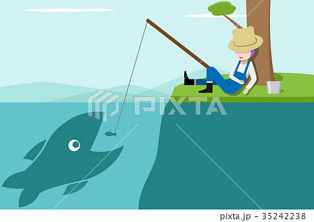 Sleeping fisherman losing chance to get big fish 35242238