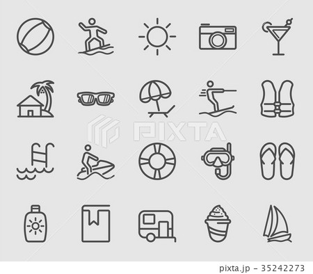 Beach and Holiday line icon Beach and Holiday line icon 35242273