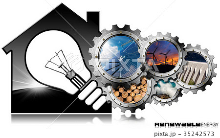 Renewable Resources - House with Light bulb Renewable Resources - House with Light bulb 35242573