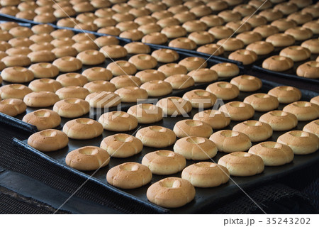 Production line of baking cookies on factory, food 35243202