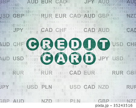 Money concept: Credit Card on Digital Data Paper Money concept: Credit Card on Digital Data Paper 35243516