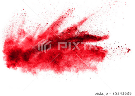 abstract red powder explosion on white background. 35243639