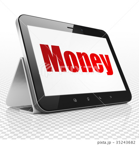 Finance concept: Tablet Computer with Money on Finance concept: Tablet Computer with Money on 35243682