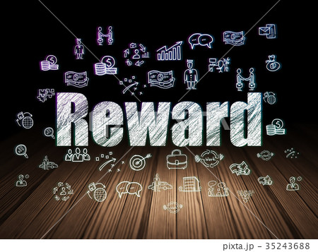 Business concept: Reward in grunge dark room Business concept: Reward in grunge dark room 35243688