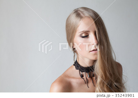 Portrait of beautiful blondes with blue eyes 35243901