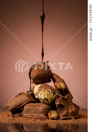 Pile of broken chocolate Pile of broken chocolate 35244640