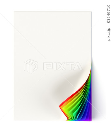 Rainbow colored curled corner on a blank document 35246710