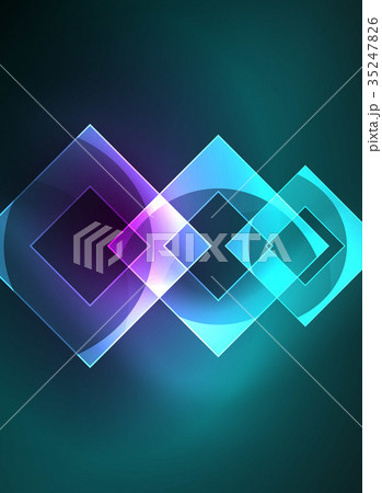 Glowing squares in the dark, digital abstract 35247826