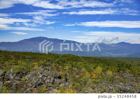 鬼押し出しから万座方面の風景　紅葉し始め 35248458