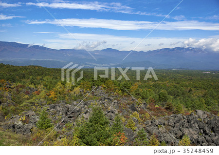 鬼押し出しから万座方面の風景　紅葉し始め 35248459