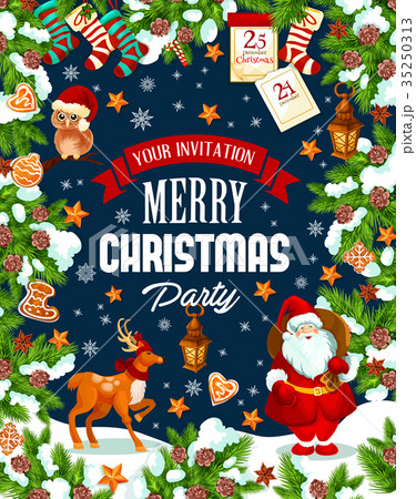 Christmas party poster template of winter holidays 35250313