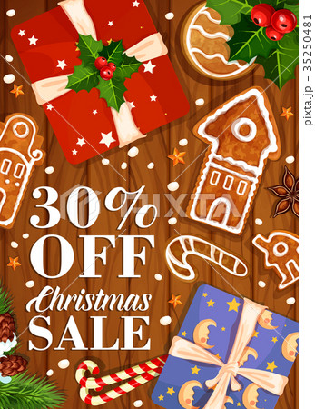 Christmas sale winter holiday vector gifts poster Christmas sale winter holiday vector gifts poster 35250481